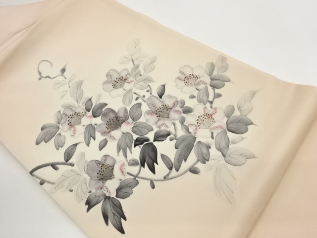 名古屋帯 作家物 塩瀬 手描き 花模様 金彩 乳白色 O-5640 楽天市場】塩瀬 手描き 名古屋帯の通販